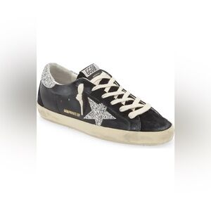 Golden Goose Superstar Sneakers Black Glitter Star Size 37